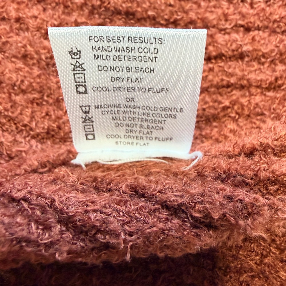 Grace & Lace Rust Brown Bamboo Knit Open Front Cardigan Pockets 10D15-21 Medium - Picture 6 of 9